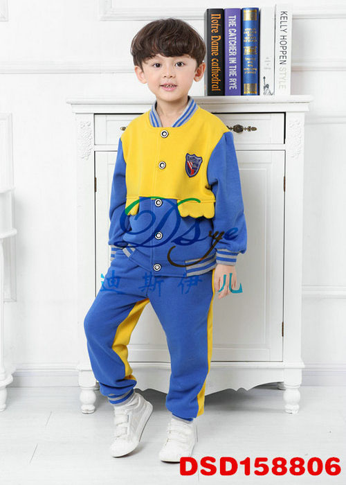 DSD158806黃+藍冬季幼兒園運動服